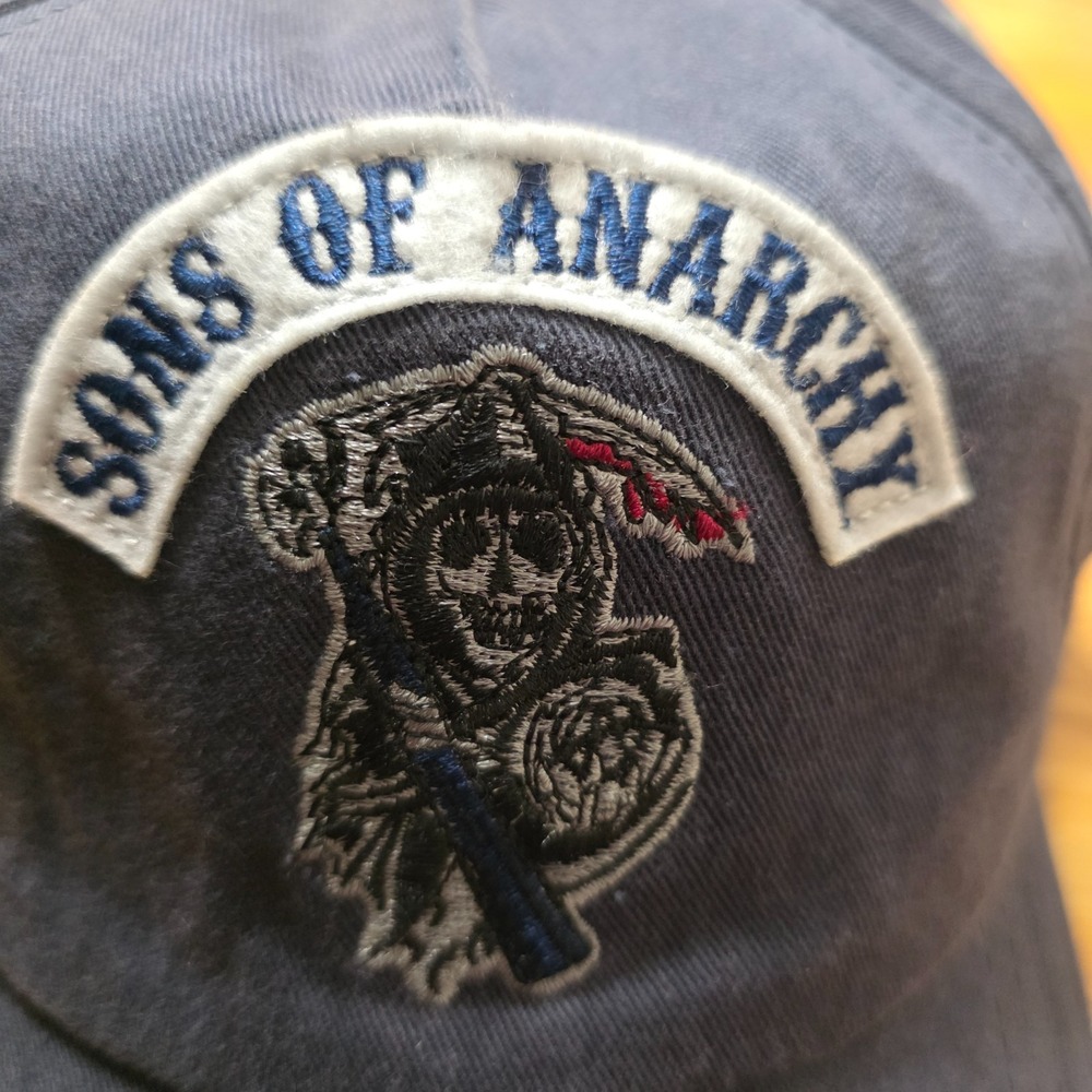 Sons Of Anarchy Baseball Cap Mens Navy Blue Motorcycle Club Outdoor Logo Patch - Picture 2 of 5